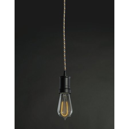 Bulbrite 1-Light Black Contemporary Pendant Socket and Canopy LED 4w ST18 Curved Filament Nostalgic Bulb 810099